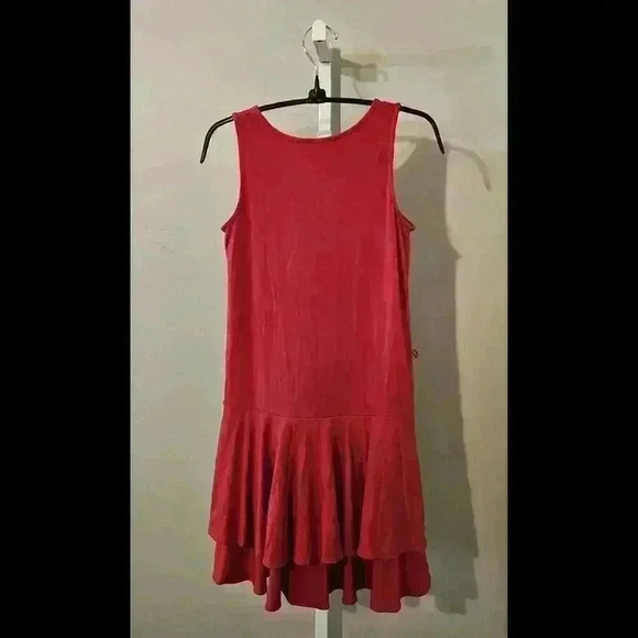 Stylish Polo Red Sleeveless Dress with Ruffled Hem - Picture 2 of 4